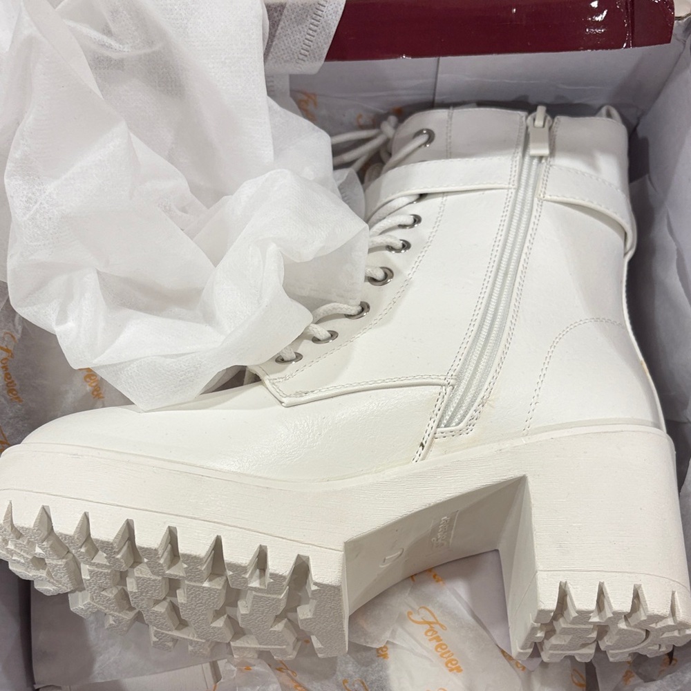 Forever 21 White Combat Boots